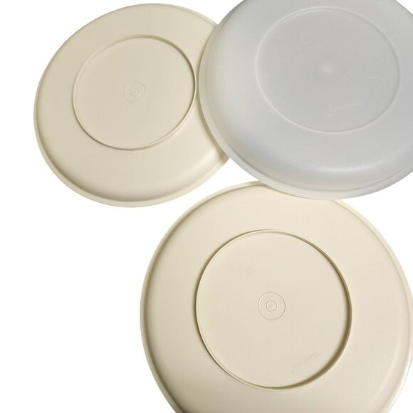 Set Of 3 Tupperware Round Plastic Lids For Storage & Organization - Picture 2 of 2